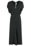 Victoria Beckham Blouson Detail Midi Dress In Black