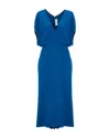 Victoria Beckham Womens Sapphire Blue V-neck Asymmetric-hem Stretch-woven Midi Dress In Blue