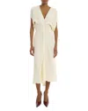 Victoria Beckham Blouson Detail Midi Dress In Neutral