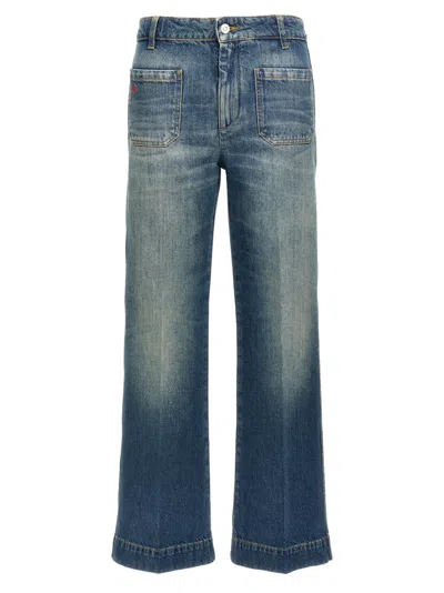 Victoria Beckham Alina Stretch High Rise Straight Leg Jeans In Medium Wash