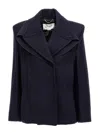 Victoria Beckham 'sharp Shoulder' Coat Featuring Front Pockets In Blue