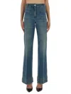 Victoria Beckham Wide-leg Jeans With Contrast Stitching And Pockets In Blue