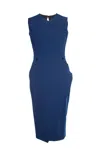 Victoria Beckham Blue Crepe Dress With Buttons. In Blue