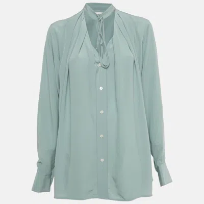 Pre-owned Victoria Beckham Blue Crepe Silk Blouse M