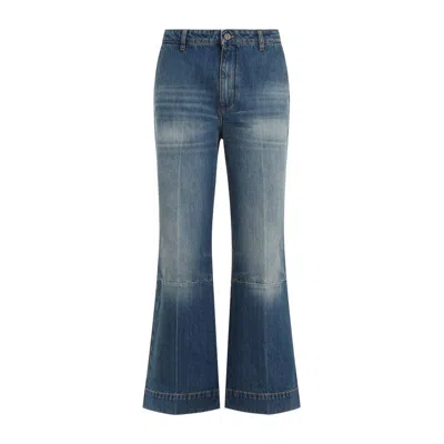 Victoria Beckham Blue Cropped Kick Jeans For Women In Ss24