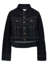 Victoria Beckham Contrast Stitching Cropped Denim Jacket In Denim