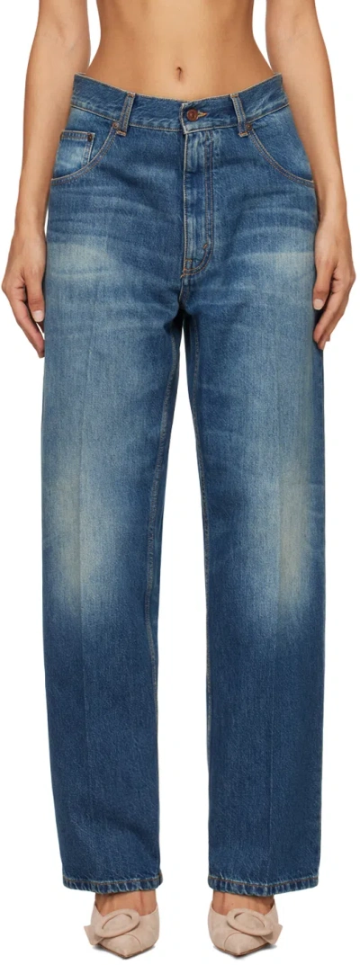 Victoria Beckham Cropped Boyfriend Jeans In Blue