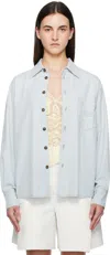 Victoria Beckham Blue Oversized Denim Shirt In Light Azul