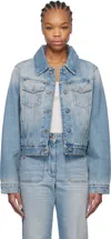 Victoria Beckham Long-sleeved Denim Coat In Pale Blue Wash