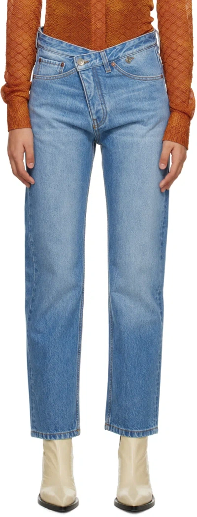 Victoria Beckham Blue Phoebe Boyfriend Jeans In 7818 California Wash