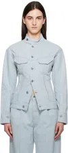 Victoria Beckham Blue Sculptural Denim Jacket In Light Azul