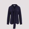 Victoria Beckham Silk Shirt With Tie Detail In Blue
