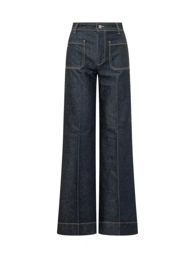 Victoria Beckham Blue Straight High Rise Jeans