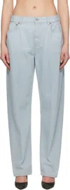 Victoria Beckham Blue Straight Kick Pocket Boyfriend Jeans In Light Azul
