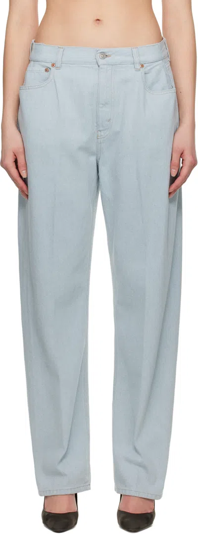 Victoria Beckham Blue Straight Kick Pocket Boyfriend Jeans In Light Azul