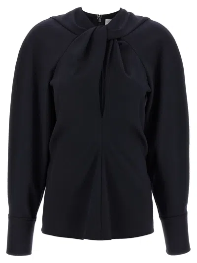 VICTORIA BECKHAM BLUE TWIST DETAIL BLOUSE