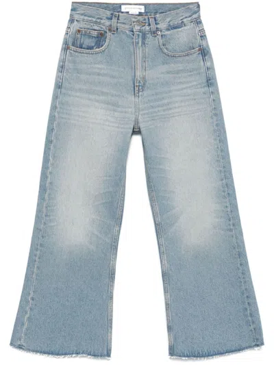 VICTORIA BECKHAM BLUE WIDE LEG CROPPED JEANS