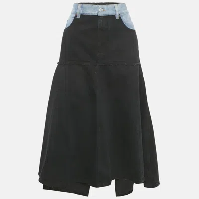 Pre-owned Victoria Beckham Blue/black Denim Midi Skirt L