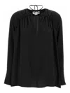 Victoria Beckham Gather Detail Tie Blouse With Gathered Shoulders In Black