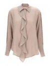 Victoria Beckham Purple Asymmetric Ruffle Blouse In Neutral