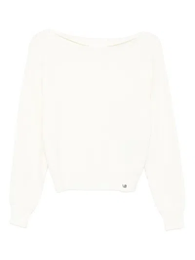 Victoria Beckham Boat-neck Ribbed Sweater In White