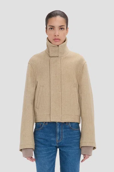 Victoria Beckham Bomber Jacket In Camel Melange In Burgundy