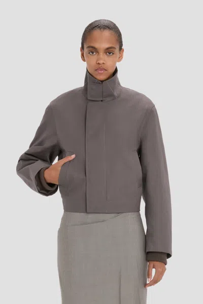 Victoria Beckham Bomber Jacket In Ore In Gray
