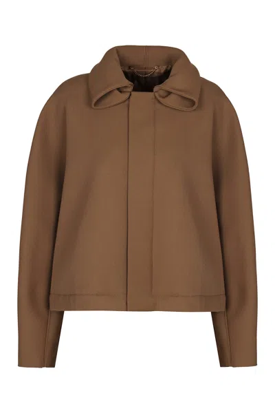 Victoria Beckham Bomber Jacket In Wool In Brown