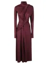Victoria Beckham Bordeaux Midi Dress With Twisted Knot Detail In Red