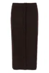 Victoria Beckham Wool Blend Button Detailing High Waist Skirt In Brown