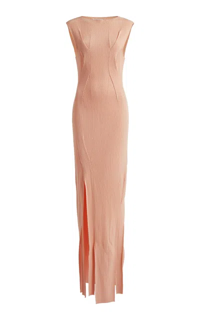 Victoria Beckham Braided Knit Maxi Dress In Light Pink