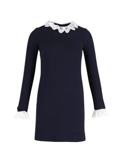 Pre-owned Victoria Beckham Broderie-anglaise Mini Dress In Blue