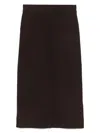 Victoria Beckham Brown Button-detail Midi Skirt