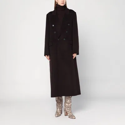 VICTORIA BECKHAM VICTORIA BECKHAM  BROWN DOUBLE-BREASTED COAT IN WOOL AND CASHMERE