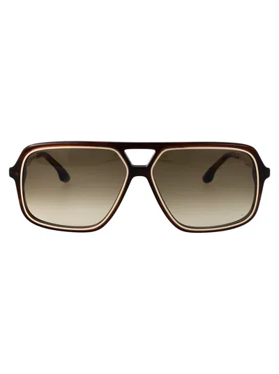 Victoria Beckham Brown Horn Acetate Sunglasses