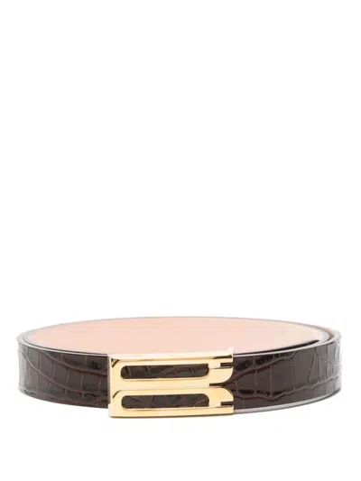 Victoria Beckham Brown Logo Buckle Belt