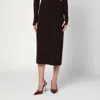 Victoria Beckham Brown Midi Skirt In Wool Blend