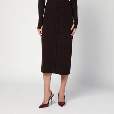VICTORIA BECKHAM VICTORIA BECKHAM  BROWN MIDI SKIRT IN WOOL BLEND