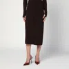Victoria Beckham Wool Blend Button Detailing High Waist Skirt In Brown