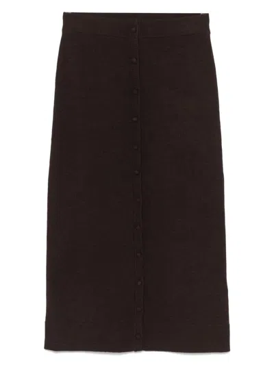Victoria Beckham Brown Midi Skirt With Buttons