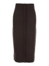 Victoria Beckham Brown Midi Skirt In Wool Blend In Brown