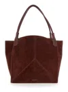 Victoria Beckham Victoria Brown Shoulder Bag With Embossed Logo Lettering On The Front And Two Top Handles In Leather In Brown