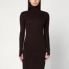 Victoria Beckham Brown Turtleneck Sweater With Logo Patch On The Sleeve In Cotton Blend Woman