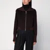 Victoria Beckham Zippered Wool Jacket In Brown