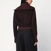 Victoria Beckham Zippered Wool Jacket In Brown