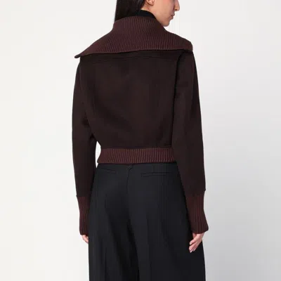 VICTORIA BECKHAM VICTORIA BECKHAM  BROWN ZIP-UP CARDIGAN