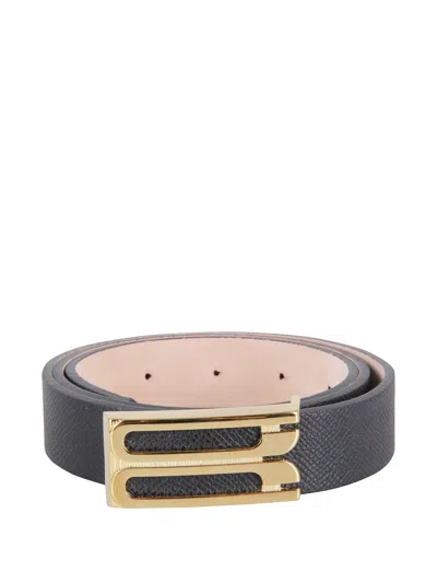 Victoria Beckham Black Jumbo Frame Crocodile-embossed Leather Belt In Multi