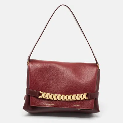 Pre-owned Victoria Beckham Burgundy Leather Puffy Chain Flap Bag