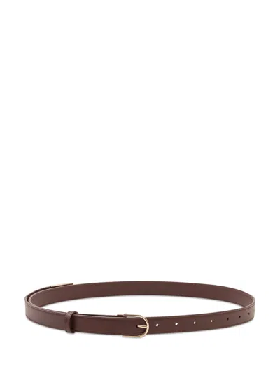 Victoria Beckham Burgundy Solid Buckle Belt In Brown