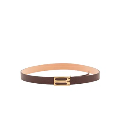Victoria Beckham Burgundy Textured Buckle Belt In Multi